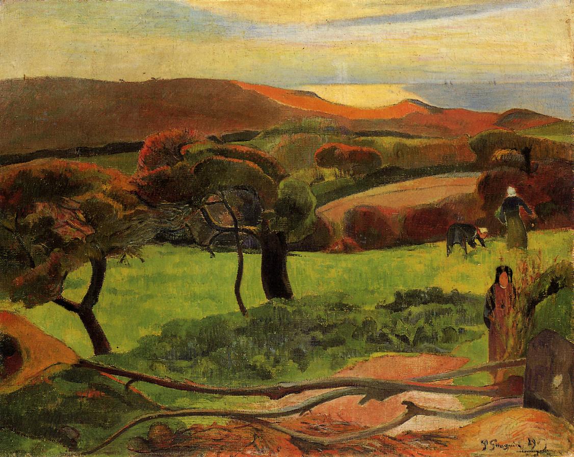 Breton Landscape - Fields by the Sea - Paul Gauguin Painting
